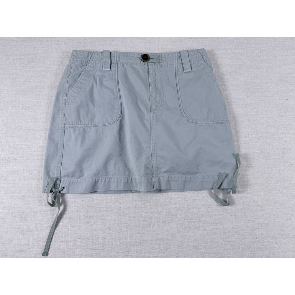 Sonoma Life Style Womens Grey Cotton Cargo Mini Skirt Drawstring Hem Size 12